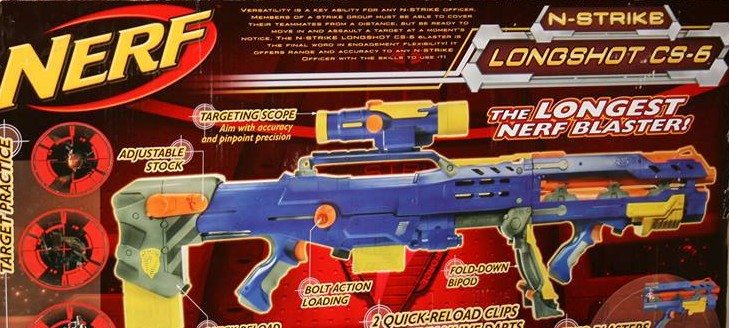 Nerf Longshot CS-6 SNIPER Blaster Dart Gun W/Front Blaster, Bipod