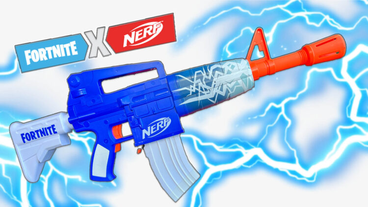nerf fortnite ar blue shock blaster, electrifying 
